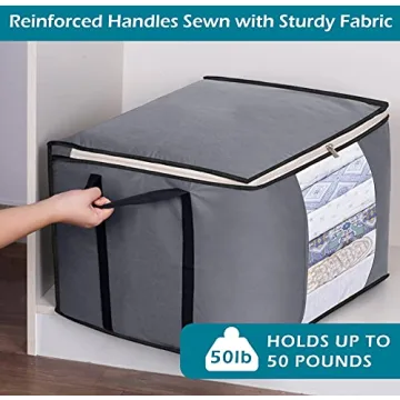 Large Comforter Storage Bag 100L with Reinforced Handles 3 Pack