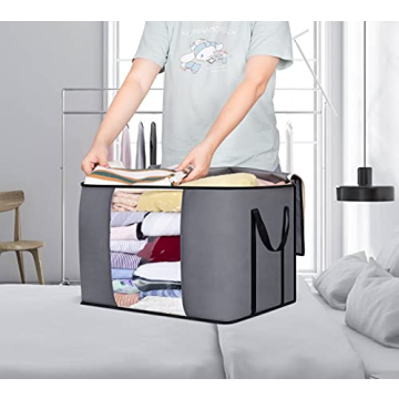 Large Comforter Storage Bag 100L with Reinforced Handles 3 Pack