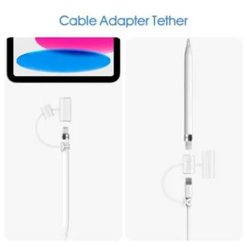 Fintie 3 Pieces Silicone Bundle Compatible with Apple Pencil 1st Generation, Soft Protective Cover Accessories Pencil Cap Holder with Nib Cover, Cable Adapter Tether, White