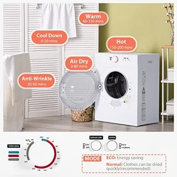Euhomy 1.8 cu. ft. Compact Clothes Dryer for Small Spaces