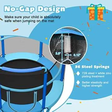 Giantex 60" Trampoline for Kids, Heavy Duty Small Mini Toddler Trampoline with Ring and Horizontal Bar, Adjustable Height, Max Weight 330 lbs, 5 Ft Outdoor Indoor Trampoline for 3-7 Ages (Blue)