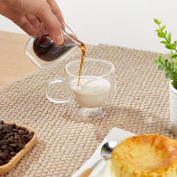 VENVENWEAVS Espresso Cups Set of 2,Double Wall 2.7OZ Spouts Espresso Shot Cups,Espresso Accessories ...