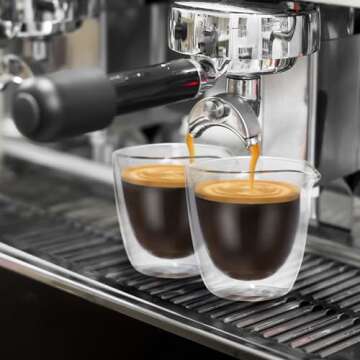 VENVENWEAVS Espresso Cups Set of 2,Double Wall 2.7OZ Spouts Espresso Shot Cups,Espresso Accessories For Espresso Machine,Clear Espresso Shot Glass Gift set, 2.5ounce, model40