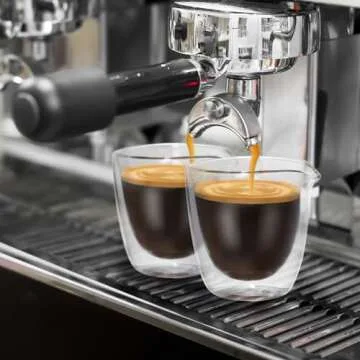 VENVENWEAVS Espresso Cups Set of 2,Double Wall 2.7OZ Spouts Espresso Shot Cups,Espresso Accessories For Espresso Machine,Clear Espresso Shot Glass Gift set, 2.5ounce, model40