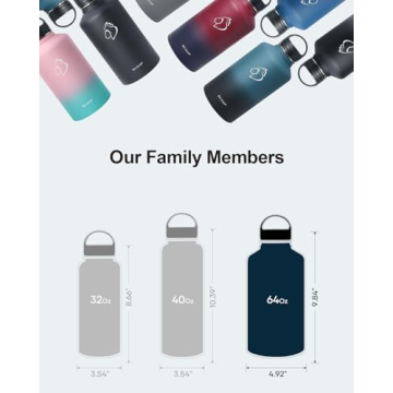 BUZIO 64 oz Insulated Water Bottle with 3 Lids & Pouch