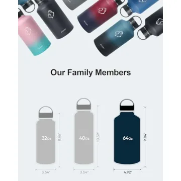 BUZIO 64 oz Insulated Water Bottle with 3 Lids & Pouch