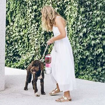 Cibaabo Dog Water Bottle with Food Container, Travel Puppy Water Bowl, Portable Pet Dispenser, Dog Stuff Accessories Items, Puppy Essentials Necessities for Walking and Hiking Girl Dog Gift