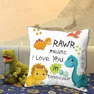 KongMoTree Dinosaur Gift Dinosaur Couple Gift Dinosaur Lover Gift,Letters RAWR Means I Love You in Dinosaur, Pillow Case for Sofa Bedroom,Home Decor Throw Pillow Cover 18x18 inch
