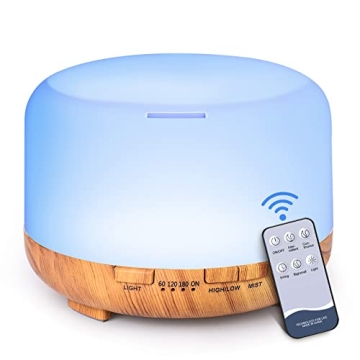 YIKUBEE Essential Oil Diffuser with Remote Control 500ml