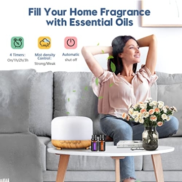 YIKUBEE Essential Oil Diffuser with Remote Control 500ml