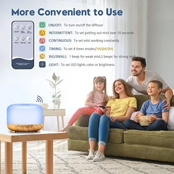 YIKUBEE Essential Oil Diffuser with Remote Control 500ml