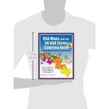 USA Maps and the 50 USA States Coloring Book: Includes Maps of Canada and North America