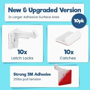 Upgraded Invisible Baby Proofing Cabinet Latch Locks 10 Pack