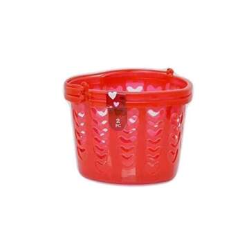 Valentine' s Day Heart Shaped and Slotted Baskets with Handles Set of 2 (Red)