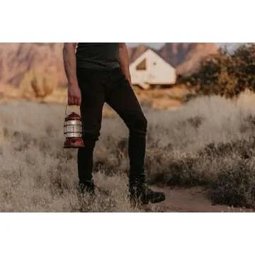 Barebones Forest Lantern – Red, Vintage Rechargeable LED Lantern with Adjustable Brightness – Battery Operated Camping Light for Outdoor Adventures, Backyard Gatherings, and Emergency Use