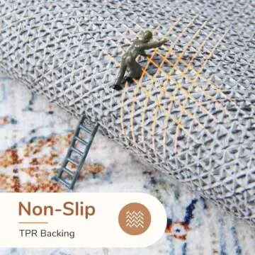 OPPODREAM Rugs for Living Room, Soft 5x7 Area Rugs for Bedroom, Washable Rug 5x7 with Non Slip Backing, Faux Cashmere Low-Pile 5 x 7 Carpet, Grey & Blue & Cream