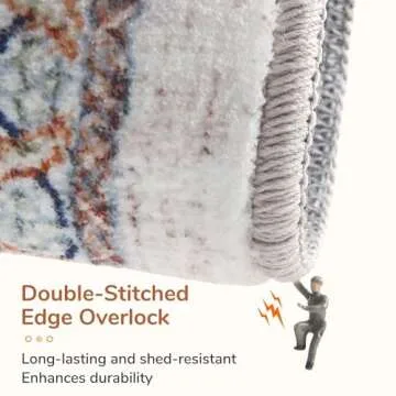 OPPODREAM Rugs for Living Room, Soft 5x7 Area Rugs for Bedroom, Washable Rug 5x7 with Non Slip Backing, Faux Cashmere Low-Pile 5 x 7 Carpet, Grey & Blue & Cream