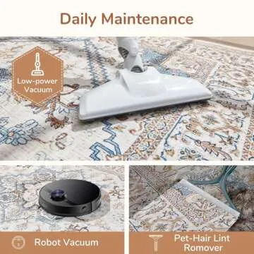 OPPODREAM Rugs for Living Room, Soft 5x7 Area Rugs for Bedroom, Washable Rug 5x7 with Non Slip Backing, Faux Cashmere Low-Pile 5 x 7 Carpet, Grey & Blue & Cream