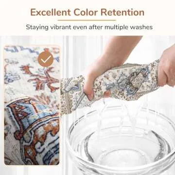 OPPODREAM Rugs for Living Room, Soft 5x7 Area Rugs for Bedroom, Washable Rug 5x7 with Non Slip Backing, Faux Cashmere Low-Pile 5 x 7 Carpet, Grey & Blue & Cream