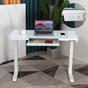 AIMEZO Standing Desk with Glass Top & Wireless Charging