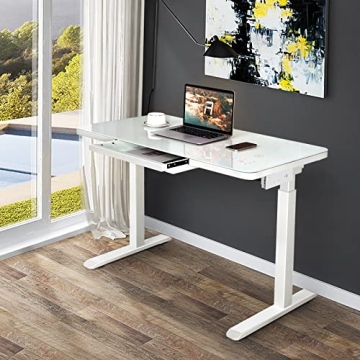 AIMEZO Standing Desk with Glass Top & Wireless Charging