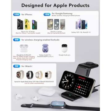 HATALKIN 3 in 1 Wireless Charging Station Compatible for Apple Products Multiple Devices Charger for...