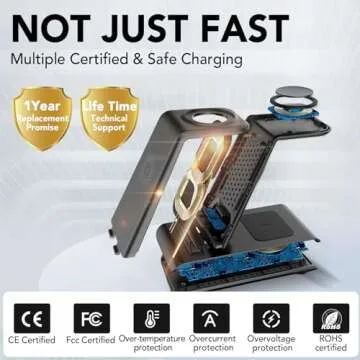 HATALKIN 3 in 1 Wireless Charging Station Compatible for Apple Products Multiple Devices Charger for Apple Watch ultra 10 9 8 7 SE 6 5 AirPods Pro iPhone 16 15 14 13 12 Pro Max/X/XS Fast Charger Stand