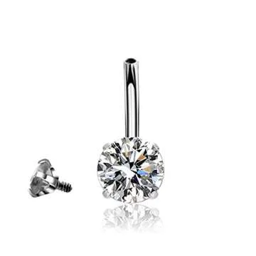 HQLA Surgical Steel Belly Ring with Cubic Zirconia