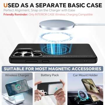 TUCCH Wallet Case for Galaxy S25 Ultra, Removable RFID Blocking [4 Card Slots] Wrist Strap Wireless Charging Kickstand PU Leather Magnetic Detachable Protective Cover for Galaxy S25 Ultra 6.9", Black