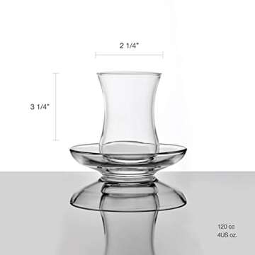 Pasabahce Premium Turkish Tea Cups and Saucers, Set of 12, Perfect for Tea Party, Gifts, Housewarming, Weddings, Anniversary