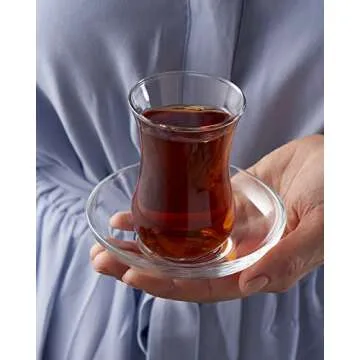 Pasabahce Premium Turkish Tea Cups and Saucers, Set of 12, Perfect for Tea Party, Gifts, Housewarming, Weddings, Anniversary