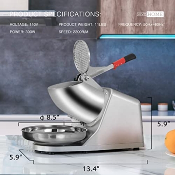 VIVOHOME Electric Ice Shaver Makes 143lbs of Ice Per Hour