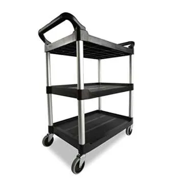 Rubbermaid Heavy Duty 3-Shelf Rolling Cart for Easy Transport