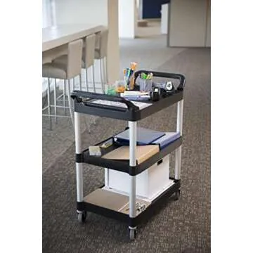 Rubbermaid Heavy Duty 3-Shelf Rolling Cart for Easy Transport