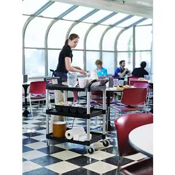 Rubbermaid Heavy Duty 3-Shelf Rolling Cart for Easy Transport