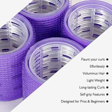 Hair Rollers 8 Pack, Self Grip Hair Curlers Assorted Size Heatless Hair Curlers, Velcro Rollers Styling Curling and Appliances with Storage Bag and Clips (2 in 4 Pack & 1.5 in 4 Pack)