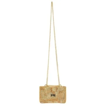 Mary Frances Golden Idol Handbag with Gold Beaded Design