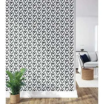 Timeet Black Wallpaper Peel and Stick Wallpaper 17.7"x197" Black White Wallpaper Vinyl Self Adhesive Wallpaper Removable Wall Paper Decorative for Living Room Bathroom Kids Bedroom Decor