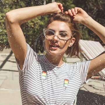 ShadyVEU Super Cat Eye Vintage Inspired Fashion Mod Clear Lens Sunglasses (Red Frame, Clear Lens)