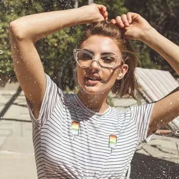 ShadyVEU Super Cat Eye Vintage Inspired Fashion Mod Clear Lens Sunglasses (Red Frame, Clear Lens)