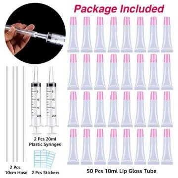 AMORIX 50PCS Lip Gloss Tubes with Syringes for DIY