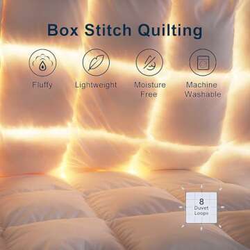 Feather Down Fiber Comforter Queen Size Duvet Insert, Ultra Soft Luxury All Season White 100% Cotton Hotel Collection Bed Comforter with 8 Corner Tabs, Box Stitched Fluffy Cozy Medium Warmth 90 x 90