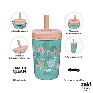 Zak Designs Kelso Tumbler Set for Kids - Leak Proof & Fun