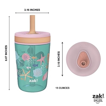 Zak Designs Kelso Tumbler Set for Kids - Leak Proof & Fun