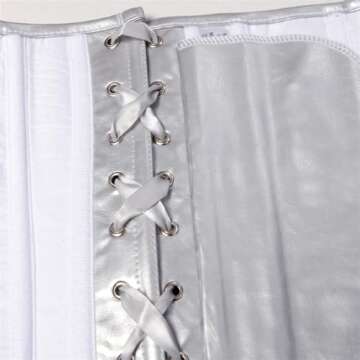 Kranchungel Women's Punk Rock Faux Leather Corset Retro Goth Waist Cincher Basque Bustier Large Silver