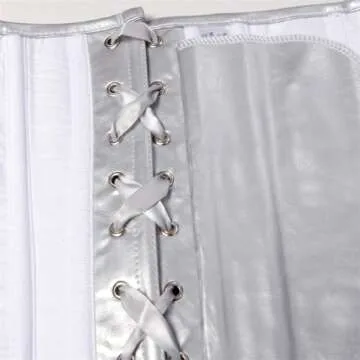 Kranchungel Women's Punk Rock Faux Leather Corset Retro Goth Waist Cincher Basque Bustier Large Silver