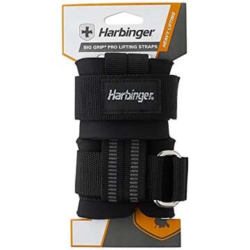 Harbinger 360531 Big Grip No-Slip Nylon Lifting Straps with DuraGrip (Pair), Pro, Black, 11.5 inches