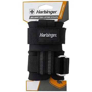 Harbinger 360531 Big Grip No-Slip Nylon Lifting Straps with DuraGrip (Pair), Pro, Black, 11.5 inches