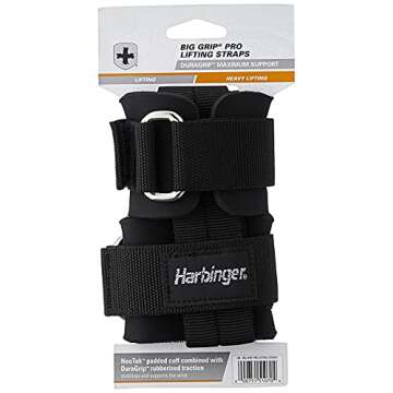Harbinger 360531 Big Grip No-Slip Nylon Lifting Straps with DuraGrip (Pair), Pro, Black, 11.5 inches
