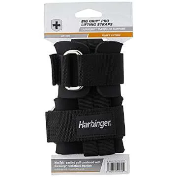 Harbinger 360531 Big Grip No-Slip Nylon Lifting Straps with DuraGrip (Pair), Pro, Black, 11.5 inches
